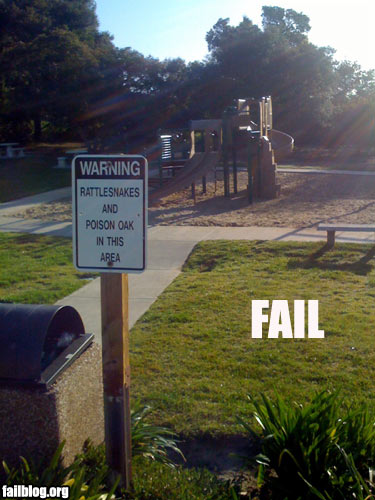 Rattlesnake and Poison Oak Playground Sign